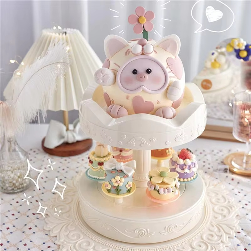 Cupcake Stand Tier - 2-laags automatisch roterende taartstandaard Sushi Dessert