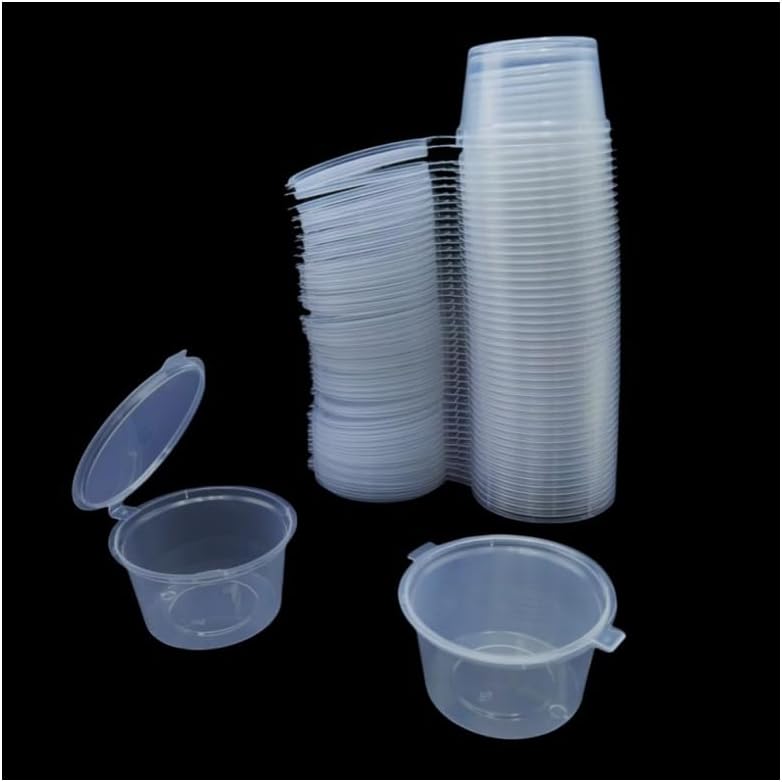 Plastic Cup 50Pcs - Wegwerp doorzichtige plastic sausbekers met deksels