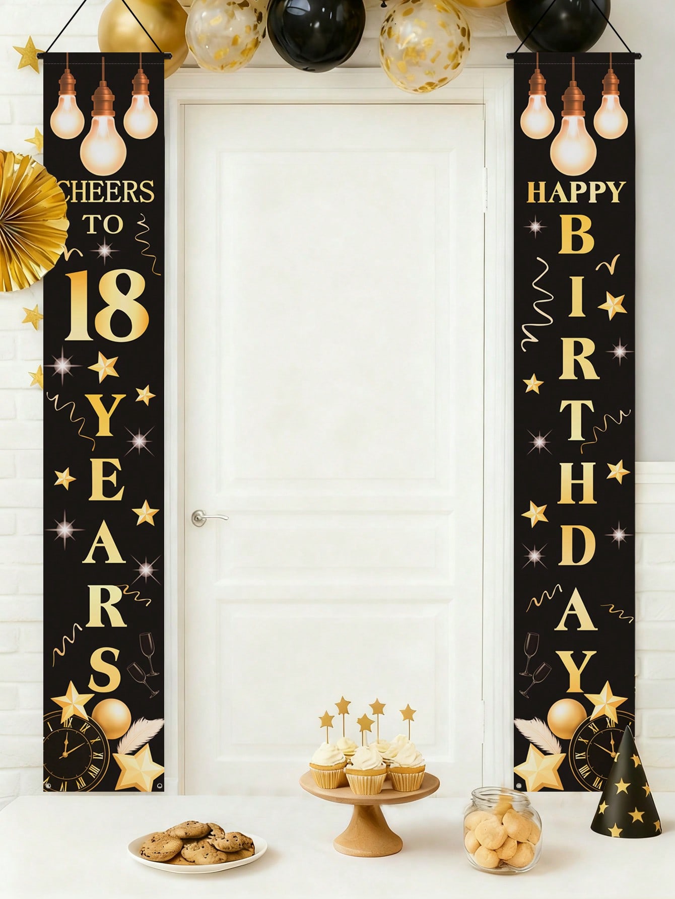 1 paar 18e verjaardag feestban - Party Banner Gold recensie en prijs